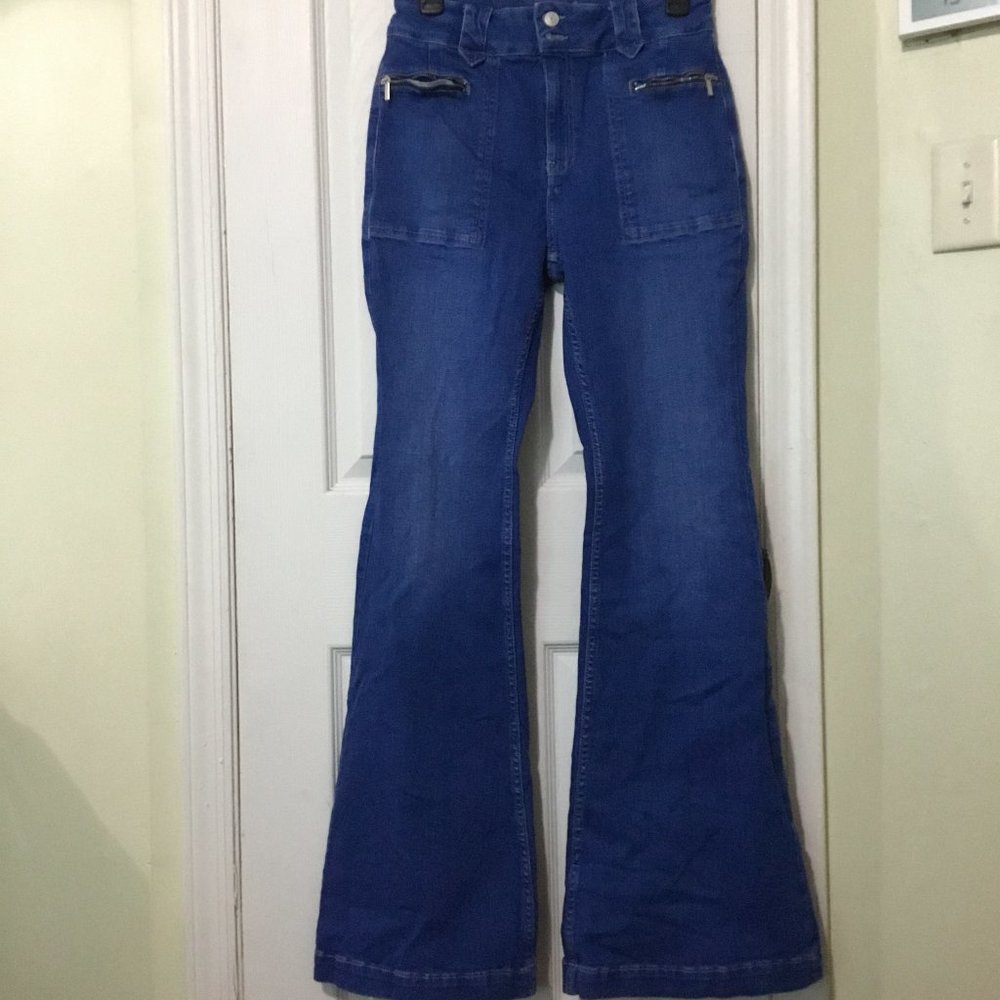 Free People Electric Blue Layla Flare Leg Jeans